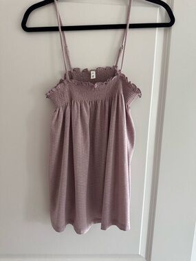 Wishlist Dusty Mauve Smocked Ruffle Tank
